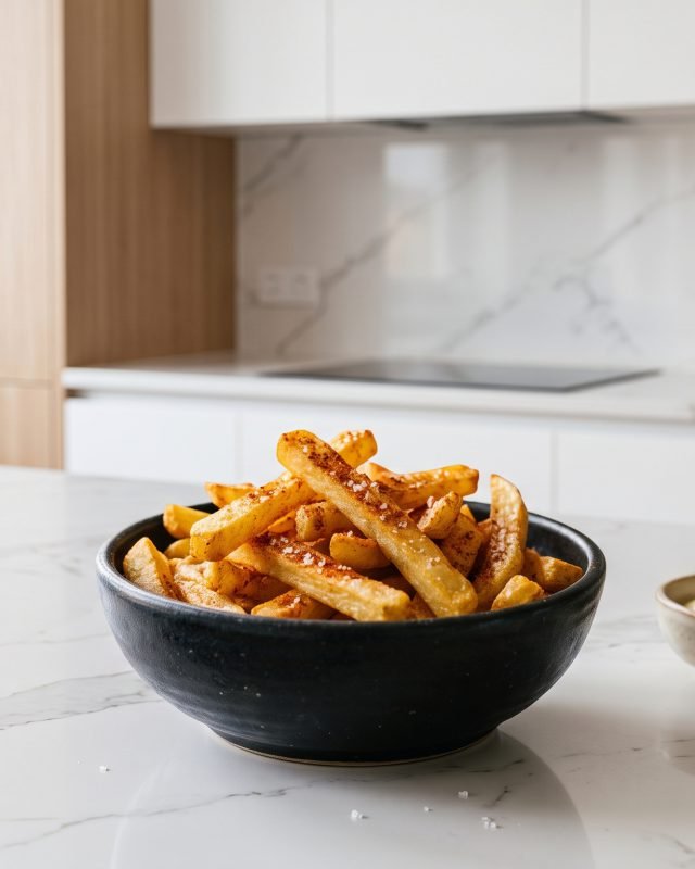 Papas fritas crujientes en freidora de aire